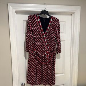 Roz & Ali Navy and Hot Pink Faux Wrap Dress